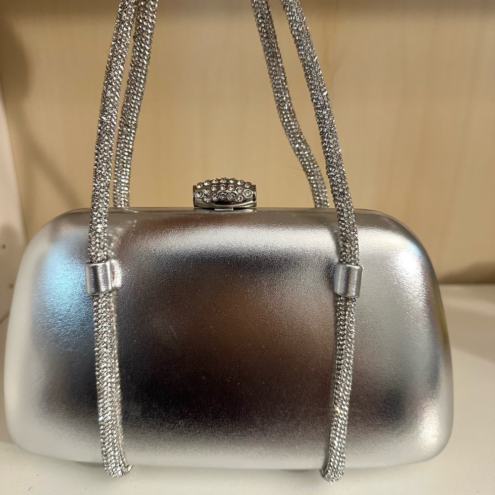 Nina Silver Crystal Evening Clutch – Hardcase – Elegant & Sparkly